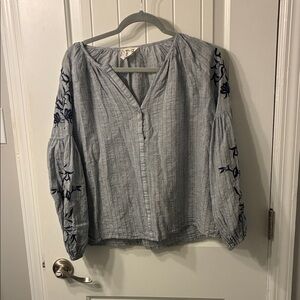 Embroidered Gray Women's Top